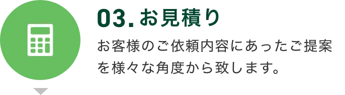 03.お見積り お客様のご依頼内容にあったご提案を様々な角度から致します。