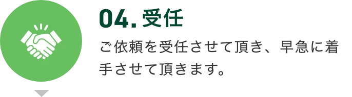 04.受任 ご依頼を受任させて頂き、早急に着手させて頂きます。